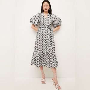 NEW! Black and white 100% cotton dress. Karen Millen monogram dress. Midi length